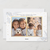 繊細な冬の緑の金ゴールド子供たち写真クリスマス シーズンカード (裏面)