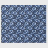 繊細な冬の花のパターン、青いポインセチア ラッピングペーパー (フラット)