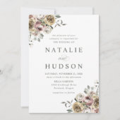 繊細な冬の花をあしらったウェディング 招待状 (正面)