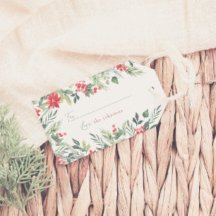 繊細な冬の葉の家族の名前クリスマス ギフトタグ