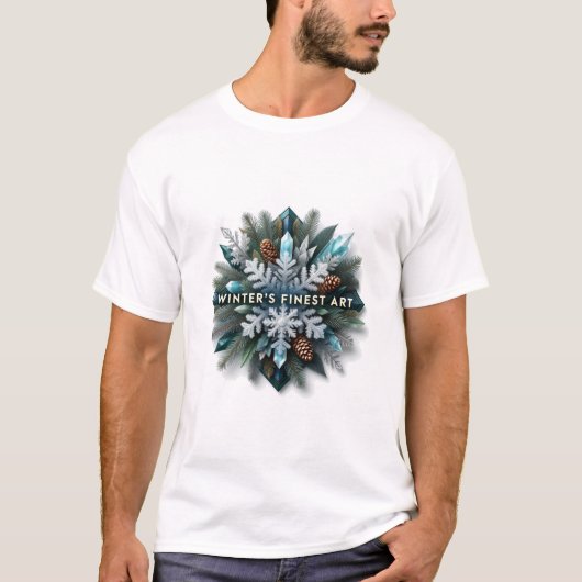 繊細な凍った常緑樹Tシャツ Tシャツ (正面)