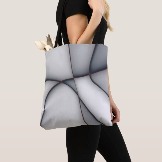 繊細な凸状のグレーピース切り出し トートバッグ (クローズアップ)