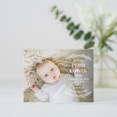 繊細な分岐写真誕生発表葉書 案内ポストカード (スタンド正面)