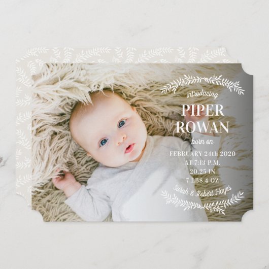 繊細な分岐点出産発表 案内状 (正面/裏面)