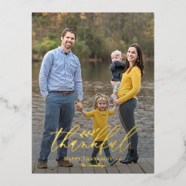 繊細な分岐箔写真感謝祭はがき 箔シーズンポストカード