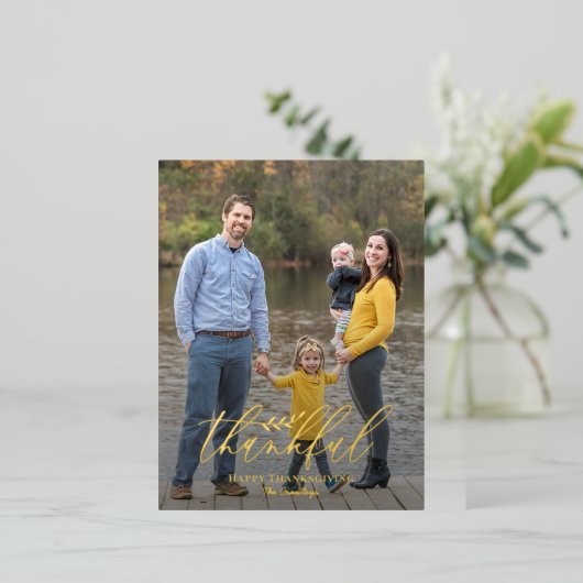 繊細な分岐箔写真感謝祭はがき 箔シーズンポストカード (立ち正面)