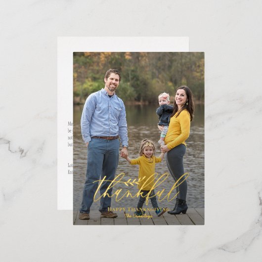 繊細な分岐箔写真感謝祭はがき 箔シーズンポストカード (正面/裏面)