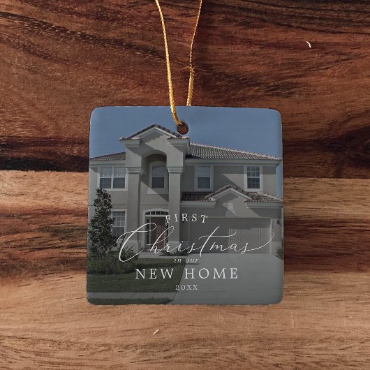 繊細な初めてのクリスマスが新築暗い写真に セラミックオーナメント