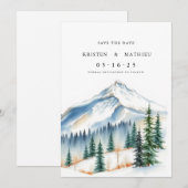 繊細な印刷可能な山 セーブザデート (正面/裏面)