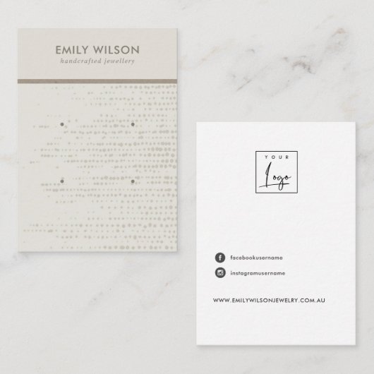 繊細な卵白ドット2スタッドイヤリングディスプレイカード 名刺 (正面/裏面)