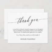 繊細な台本悔やみや弔慰ありがとう サンキューカード (正面/裏面)