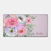 繊細な夏の庭の花模様と名前 デスクマット (正面)
