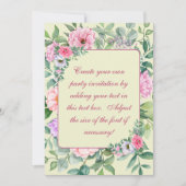 繊細な夏の庭パーティー花の切り離し 招待状 (正面)