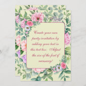 繊細な夏の庭パーティー花の切り離し 招待状 (正面/裏面)