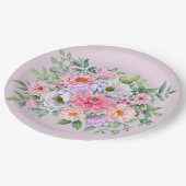 繊細な夏の庭パーティー花 ペーパープレート (アングル)