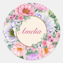 繊細な夏の庭パーティー花 ラウンドシール