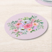 繊細な夏の庭パーティー花 ラウンドペーパーコースター (アングル)