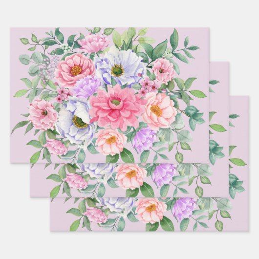 繊細な夏の庭パーティー花 ラッピングペーパーシート (セット)