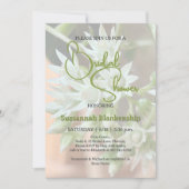 繊細な多肉性フローラ背景ブライダルシャワー 招待状 (正面)