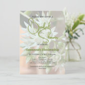 繊細な多肉性フローラ背景ブライダルシャワー 招待状 (スタンド正面)