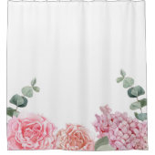 繊細な大水色ソフトフローラシャワーカーテン シャワーカーテン (正面)