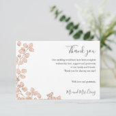 繊細な小さな離れピンクのは結婚青感謝していい サンキューカード (スタンド正面)