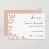 繊細な小さな離れピンクのは結婚青感謝していい サンキューカード (正面/裏面)