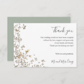 繊細な小さな離れ緑の結婚はあなた サンキューカード (正面/裏面)