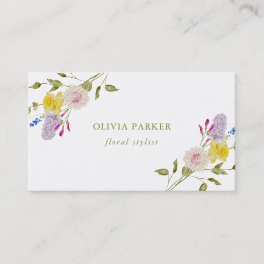 繊細な山花の花束 名刺 (正面)