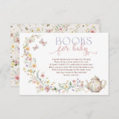 繊細な山花の茶パーティー本ベビー エンクロージャーカード (正面/裏面)