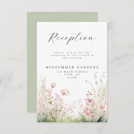 繊細な山花結婚式 エンクロージャーカード (正面/裏面)