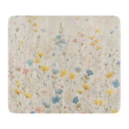 繊細な山花草地アート カッティングボード