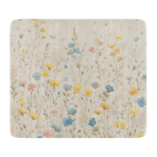 繊細な山花草地アート カッティングボード (正面)