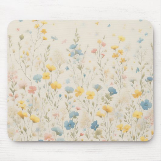 繊細な山花草地アート マウスパッド (正面)