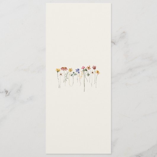 繊細な山花 |ベージュ庭園の結婚式ディナー メニュー (裏面)