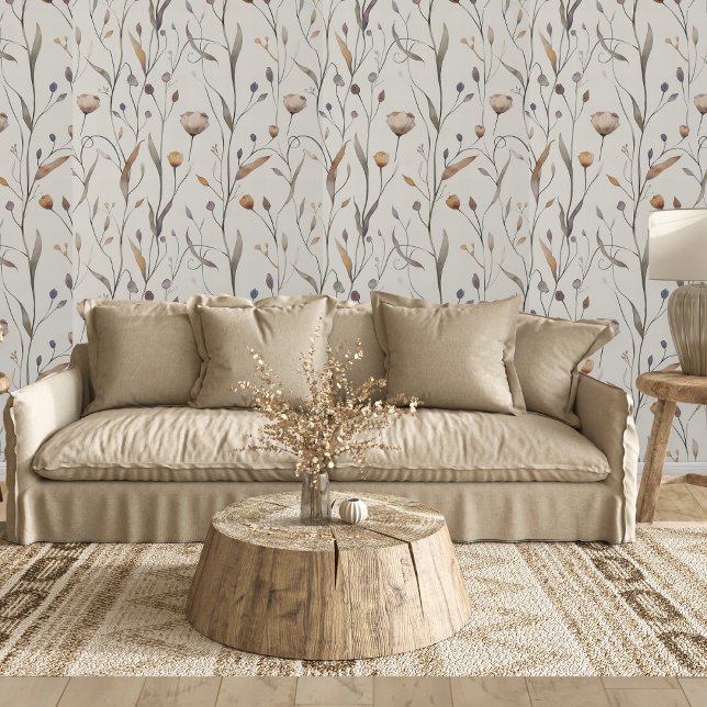 繊細な山花 壁紙 (This pretty wallpaper is perfect for an accent wall in your boho style home. )