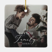 繊細な年に一度の家族のダークオーバーレイ写真記念 セラミックオーナメント (裏面)