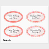 繊細な年齢サンゴ/白いシンプルパタストライプーンOva 楕円形シール (シート)