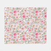 繊細な庭のバラ フリースブランケット (正面(横))