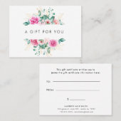 繊細な庭のフローラピンクのバラのギフト券 名刺 (正面/裏面)