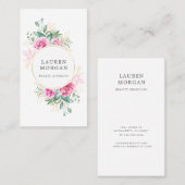 繊細な庭のフローラピンクのバラ 名刺 (正面/裏面)