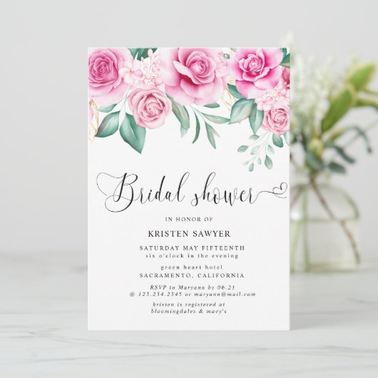 繊細な庭フローラエレガントブライダルシャワー 招待状 (スタンド正面)