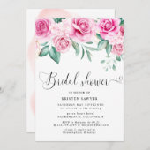 繊細な庭フローラエレガントブライダルシャワー 招待状 (正面/裏面)