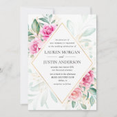 繊細な庭園フローラ優雅な結婚式 招待状 (正面)