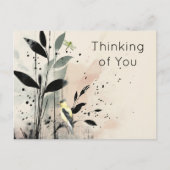 繊細な思考の植物鳥 ポストカード (正面)
