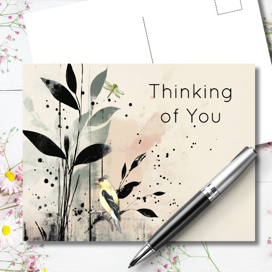 繊細な思考の植物鳥 ポストカード