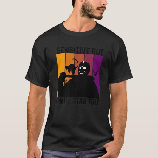 繊細な性格だが、猫ヴィンテージを刺す Tシャツ (正面)
