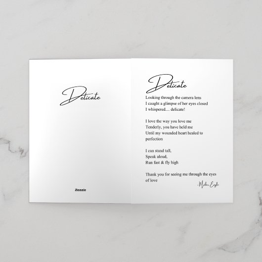 繊細な恋の詩 箔グリーティングカード (外側レイダウン)