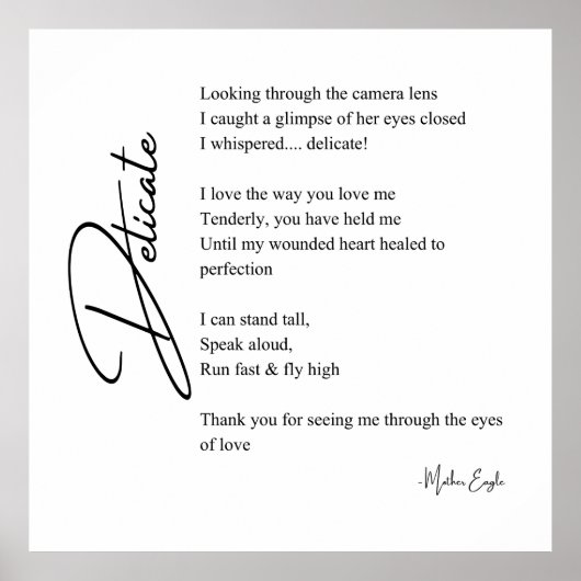 繊細な愛の詩の詩のウォールアートポスターデコール ポスター (正面)