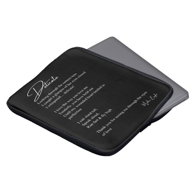 繊細な愛の詩の詩のウォールアートポスターデコール ラップトップスリーブ (正面上部)